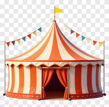 Circus Tent With Colorful Flags PNG