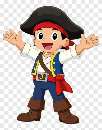 Cartoon Pirate Boy With Open Arms PNG