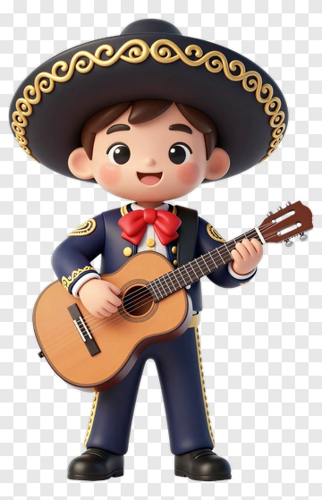 Cartoon Mariachi Musician Playing Guitar PNG