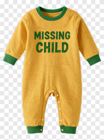Yellow Baby Onesie With Missing Child Text PNG