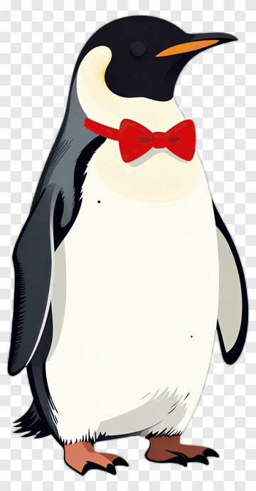Cartoon Penguin Wearing A Red Bow Tie PNG