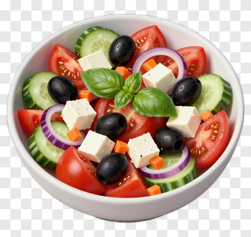 Fresh Salad With Tomatoes, Cucumbers, And Olives PNG