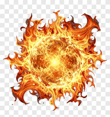 Fiery Sunburst Illustration PNG