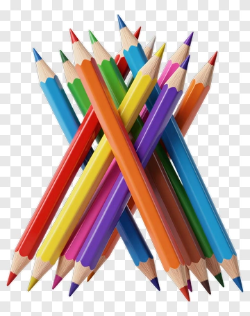 Colorful Pencils Stacked Together PNG