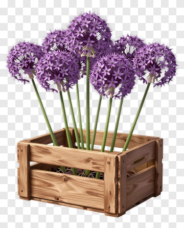 Flower Bouquet In Wooden Crate PNG