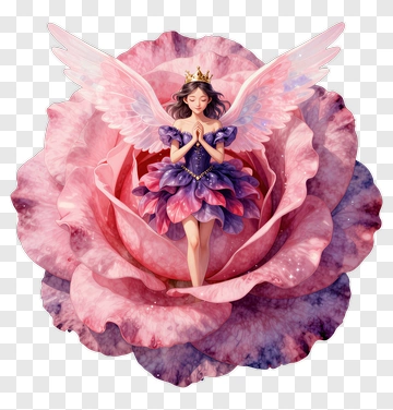Fairy Princess In A Pink Rose PNG