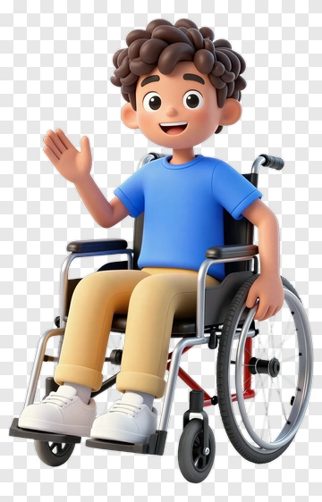 Cartoon Boy In A Wheelchair Waving PNG