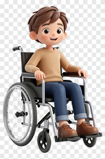 Cartoon Boy In Wheelchair PNG