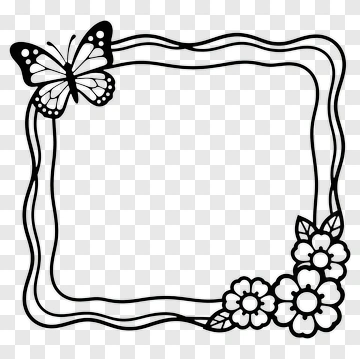 Butterfly And Flower Frame PNG