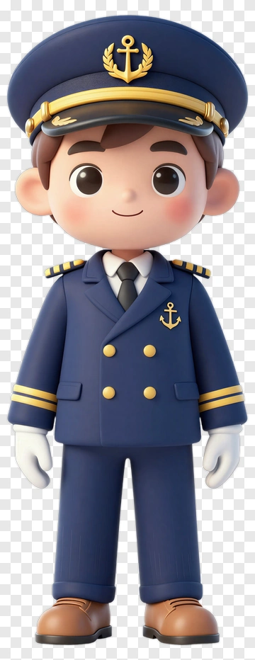 Cartoon Pilot Character In Uniform PNG