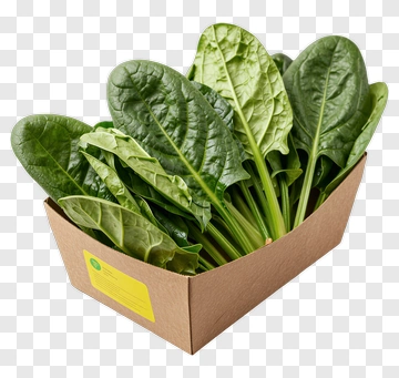 Fresh Spinach In A Cardboard Box PNG