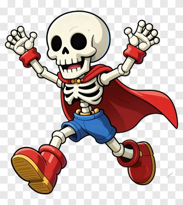 Cartoon Skeleton Running PNG