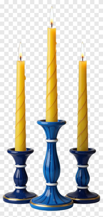 Blue Candle Holders With Yellow Candles PNG