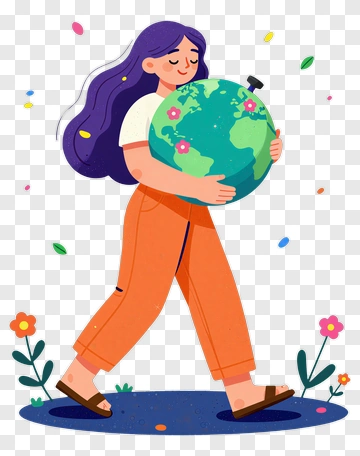 Woman Carrying A Globe PNG
