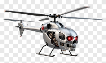 Skull Helicopter With Mechanical Features PNG