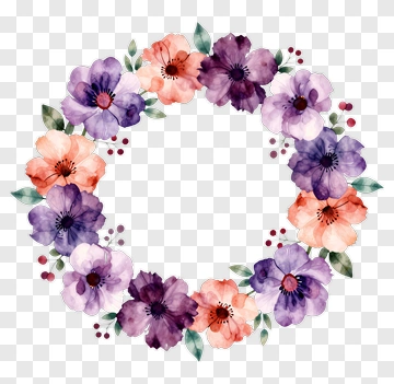 Colorful Floral Wreath PNG