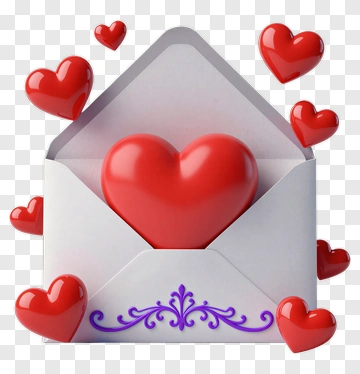 Heart Envelope With Floating Hearts PNG
