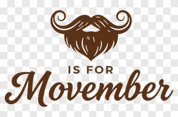 Movember Logo With Mustache Design PNG