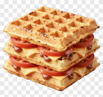 Waffle Sandwich With Cheese And Tomato PNG