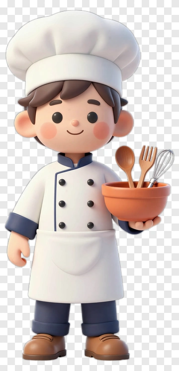 Cartoon Chef Holding A Mixing Bowl PNG