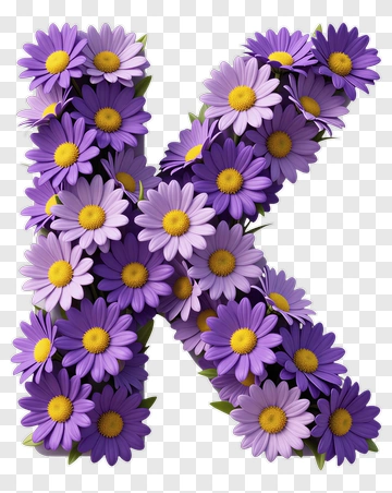 Floral Letter K Made Of Purple Daisies PNG