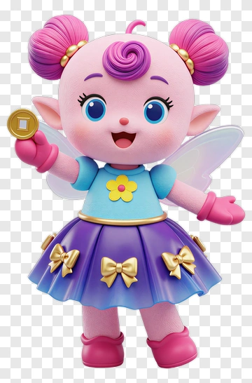Cartoon Fairy Holding A Coin PNG