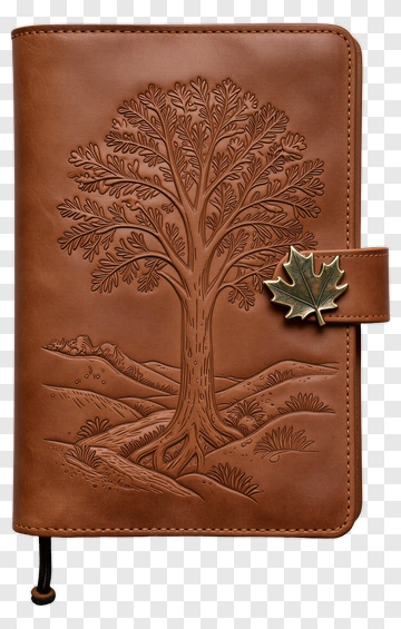 Leather Notebook With Tree Embossing PNG