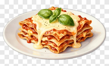 Delicious Plate Of Lasagna With Basil PNG