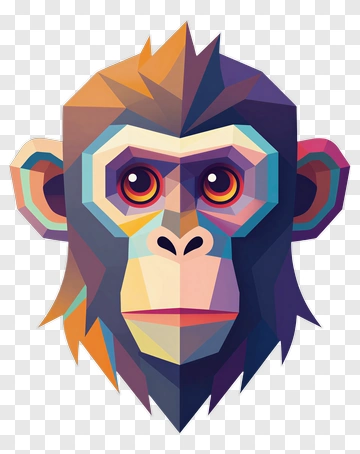 Geometric Monkey Head Illustration PNG