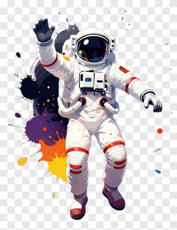 Astronaut Floating In Space With Colorful Background PNG