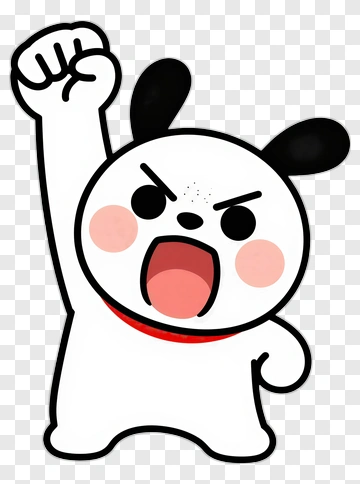 Cartoon Dog Raising Fist PNG