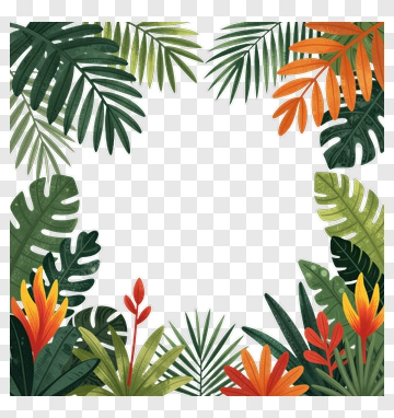 Tropical Leaf Frame PNG