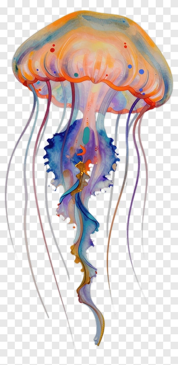 Colorful Jellyfish Illustration PNG