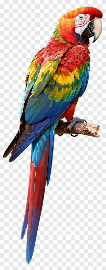 Colorful Macaw Parrot Perched On A Branch PNG