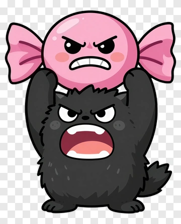 Angry Cartoon Dog Holding A Pink Candy PNG