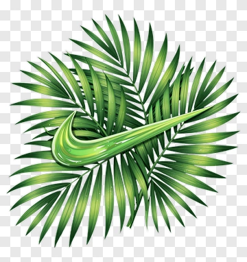 Nike Logo With Green Palm Leaves PNG
