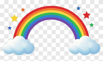 Colorful Rainbow With Clouds And Stars PNG