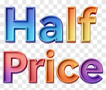 Half Price Promotion Text PNG