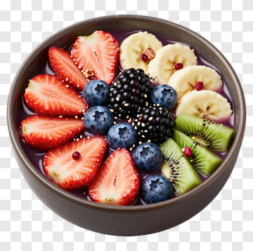 Colorful Fruit Bowl With Strawberries, Bananas, And Kiwi PNG