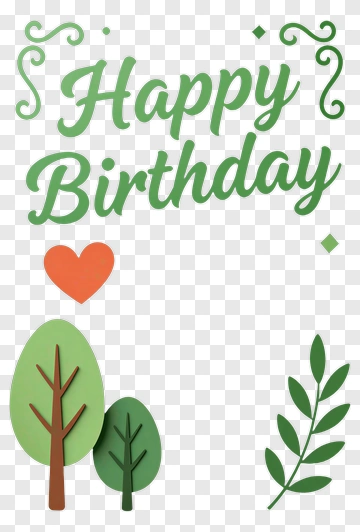 Happy Birthday With Trees And Leaves PNG