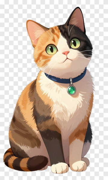 Calico Cat With Green Eyes PNG