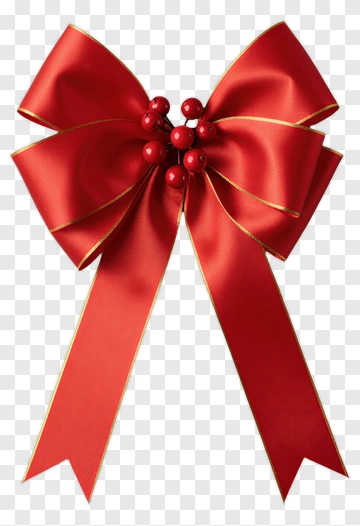 Red Bow With Decorative Beads PNG