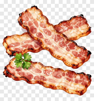 Cooked Bacon Strips With Parsley PNG