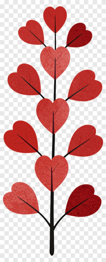 Colorful Heart Leaf Arrangement PNG