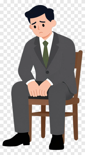 Sad Businessman Sitting On A Chair PNG