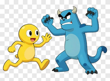 Cartoon Characters Facing Off PNG