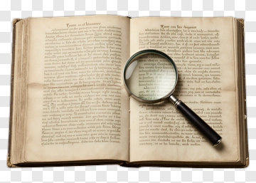 Open Book With Magnifying Glass PNG