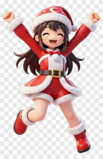 Happy Girl In A Christmas Outfit PNG