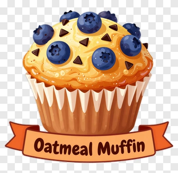 Oatmeal Muffin With Blueberries And Chocolate Chips PNG