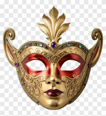 Decorative Carnival Mask With Colorful Embellishments PNG